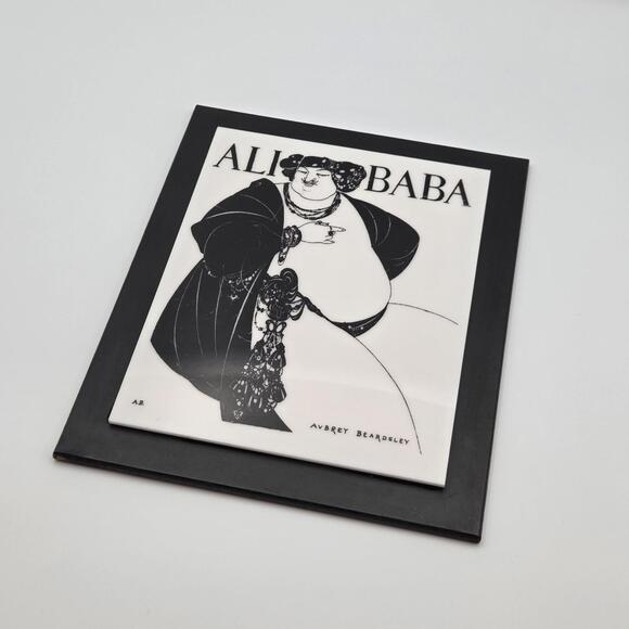 Vintage Wall Art Tile Aubrey Beardsley Ali Baba | Black and White Vintage Art - Picture 9 of 9